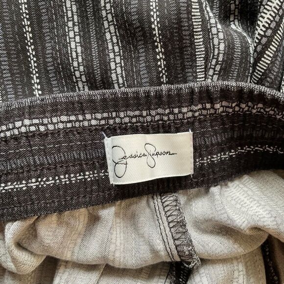 Jessica Simpson Pants Lightweight Black White Striped Elastic Waist Size L - Picture 5 of 12